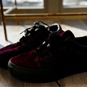Vans Burgundy Velvet Sneakers with Black Details